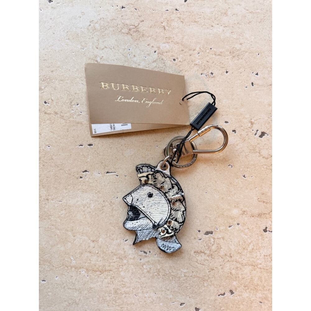 NWT Burberry Helmet Charm Black and White Keychain with Silver Hardware - Picture 3 of 8